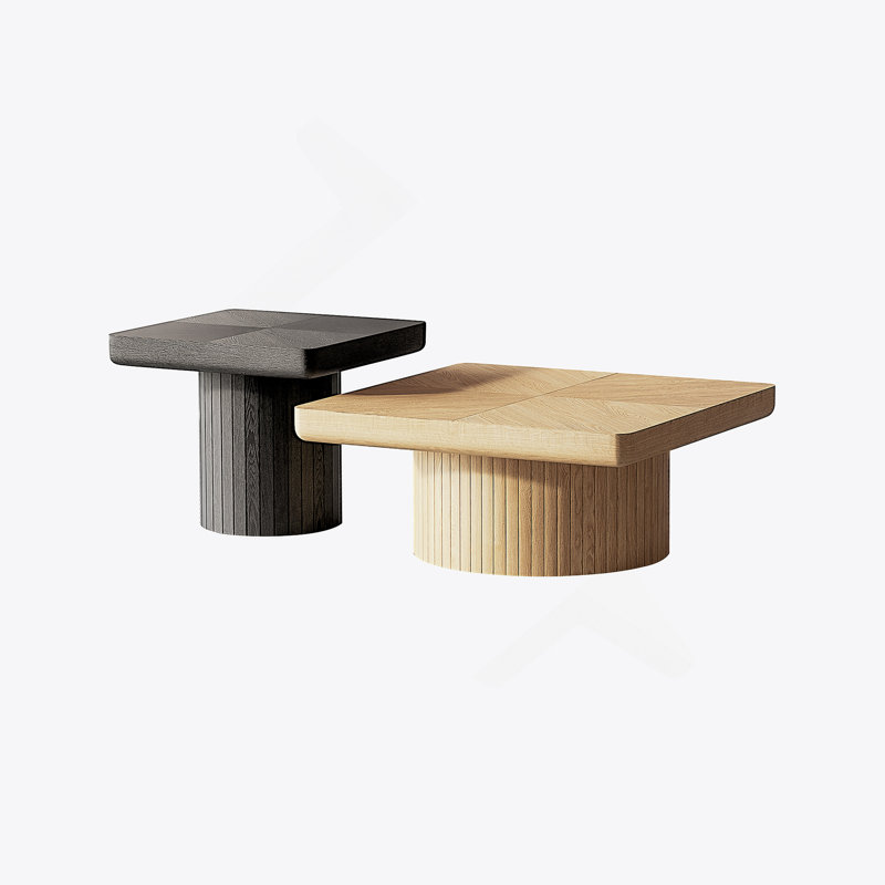 Ensemble de tables gigognes Modern Wood, Noir, naturel