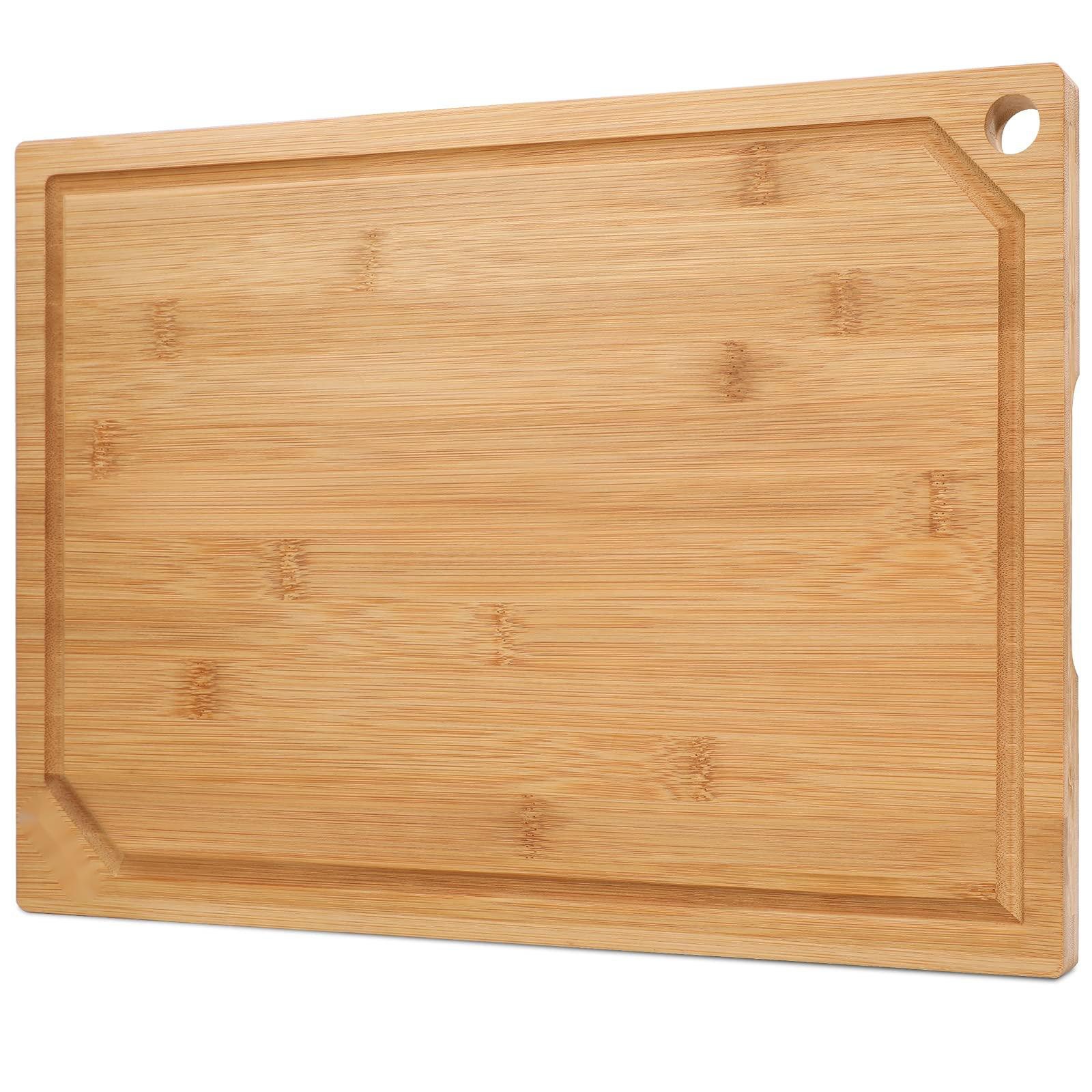Planche à Découper En Bois D'acacia 56x41 Cm - Épaisseur 3,5 Cm, Rainure Pour Jus, Poignées, Réversible