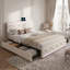 EU Double Velvet Upholstered Bed With 4 Drawers, Modern Storage Bed Frame With USB Ports & Dual LED Lights, Beige-916371021