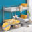 Gray Twin Over Twin Bunk Bed For Kids/Adults With Stairs Flat Rungs