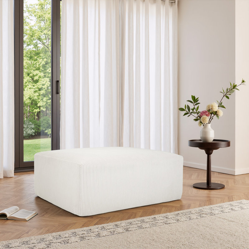 40.12cm Wide Rectangle Solid Colour Ottoman, Beige