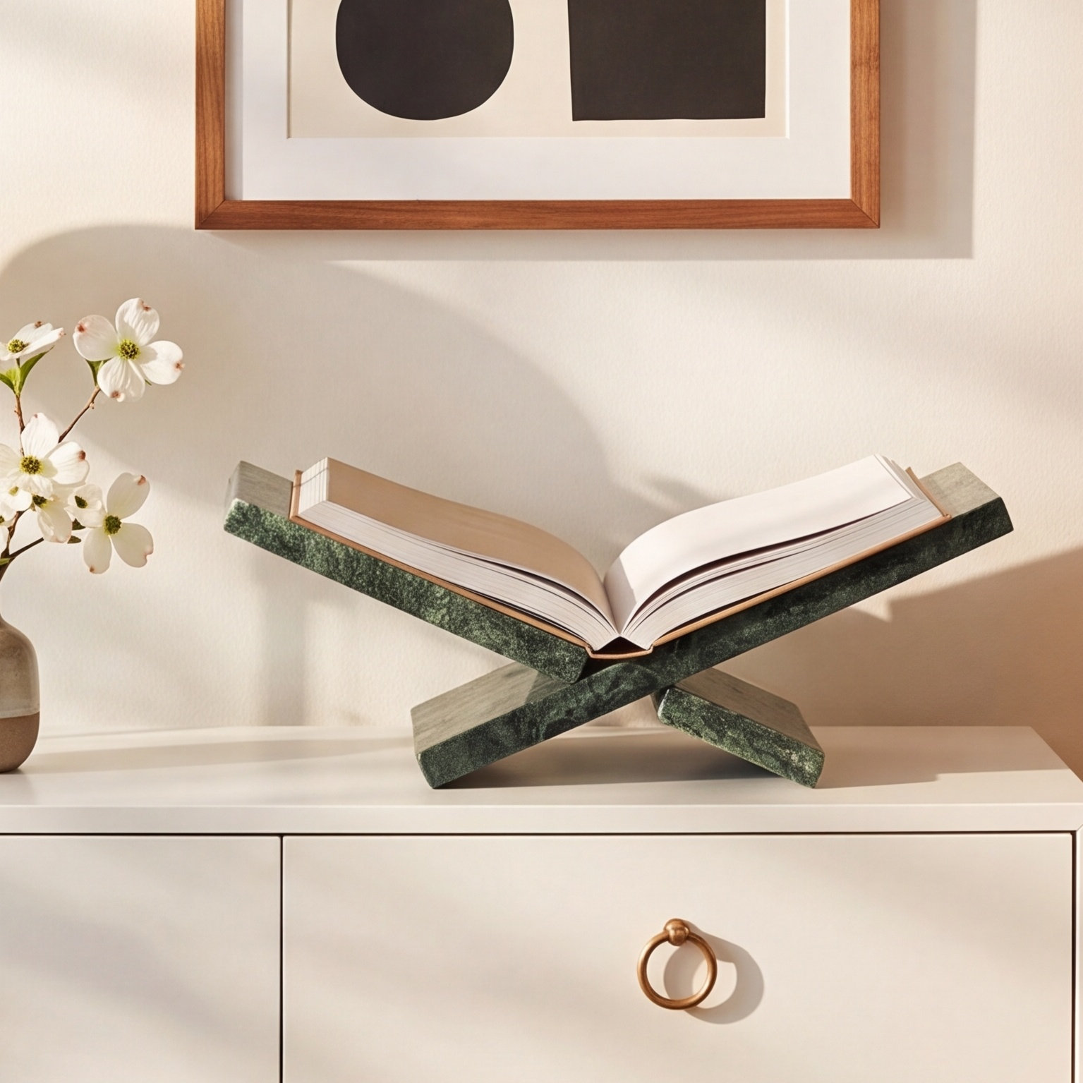Noya Marble Book Holder, Dark Green