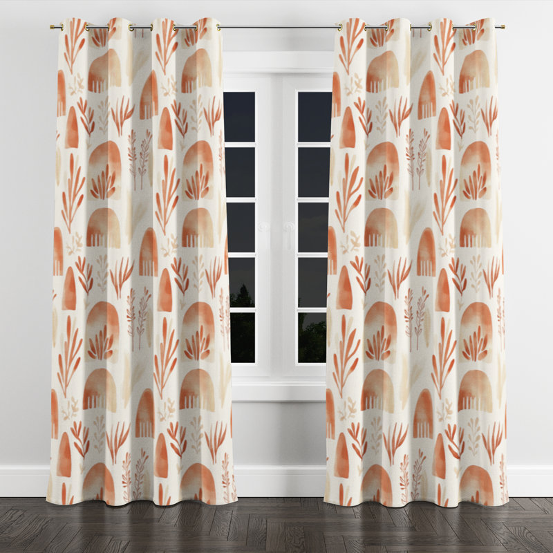 Rideaux obscurcissant Abstract Room - Rideau à œillets Boho Terra - 1 panneau, L 52 po x L 108 po, Œillets dorés