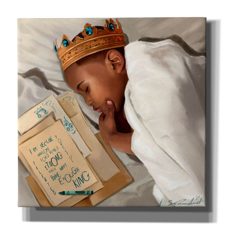 " Even When Im Sleeping Boy " by Salaam Muhammad, 18" H x 18" W x 0.75" D