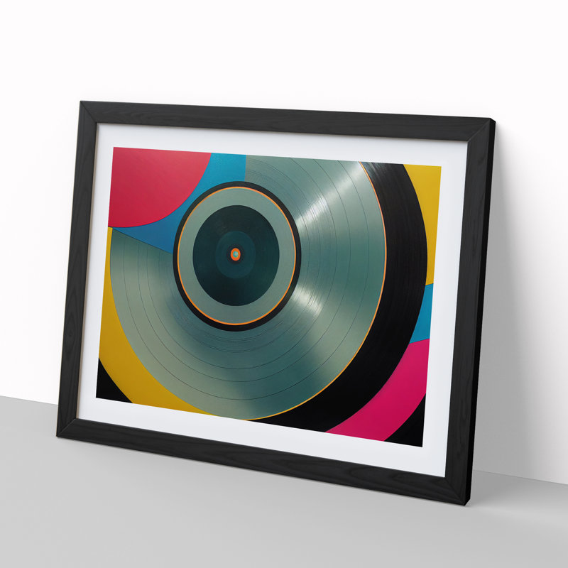 Magical Vinyl Record Abstract - Framed Print, Black, 46cm H x 64cm W x 2cm D