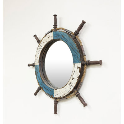 Miroir mural rond en bois Sellerville