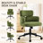 Upholstered Swivel & Adjustable Height Office Chair, Clover-shaped Desk Chair with Armrest-1961563423