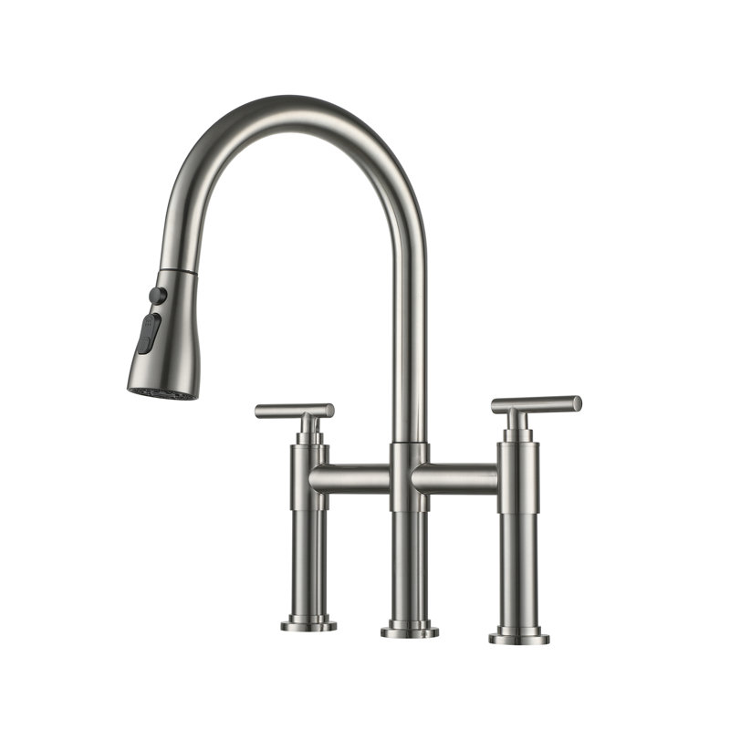 Mondawe Pull Down Kitchen Faucet, Brushed Nickel