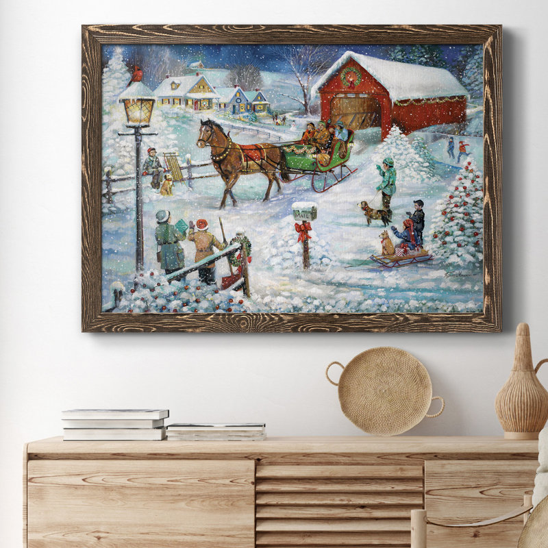 Sleigh Ride - Reproduction d'art sur toile encadrée, H 31 po x l 44 po x P 1 po, Noyer