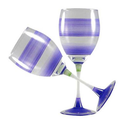Cottage Retro Stripe 11oz. Wine Glass Set