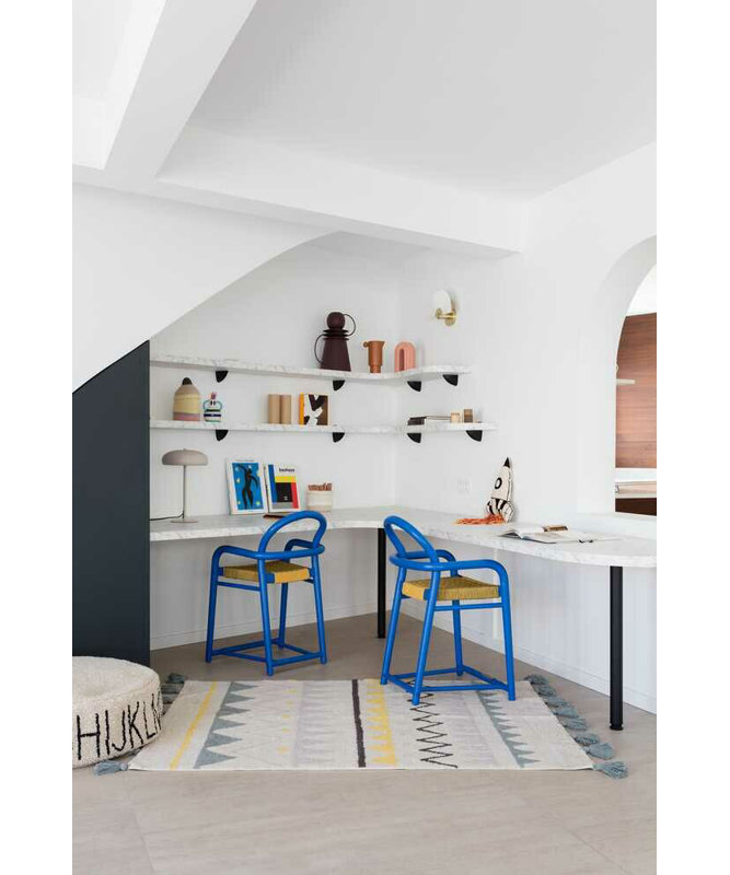 Tapis bleu noué à la main Azteca