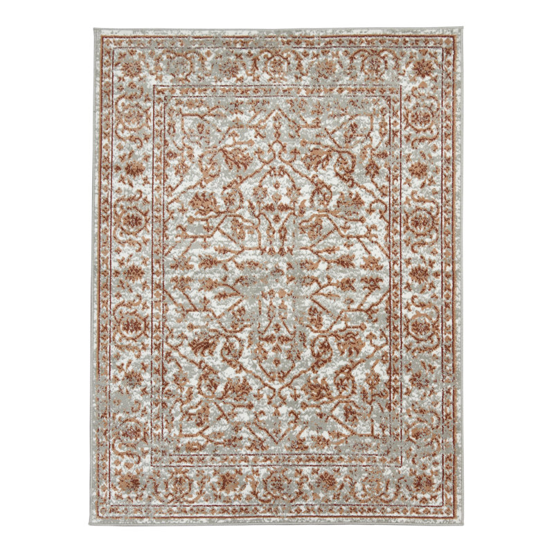 Tapis floral et botanique traditionnel Calam, Rectangle 7 pi 10 po x 10 pi 2 po