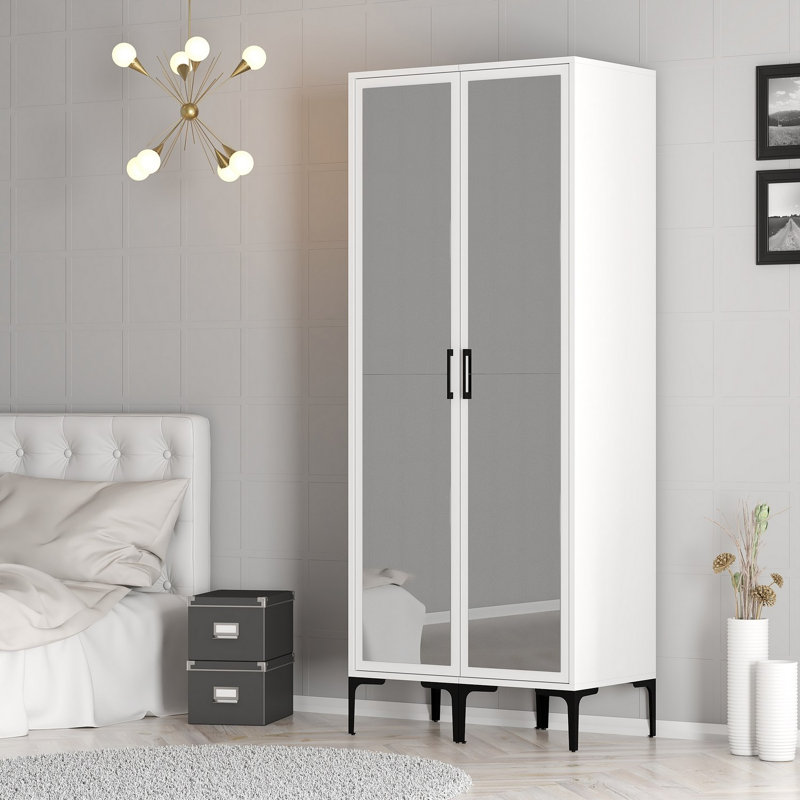 Berend 2 Door Manufactured Wood Wardrobe, White