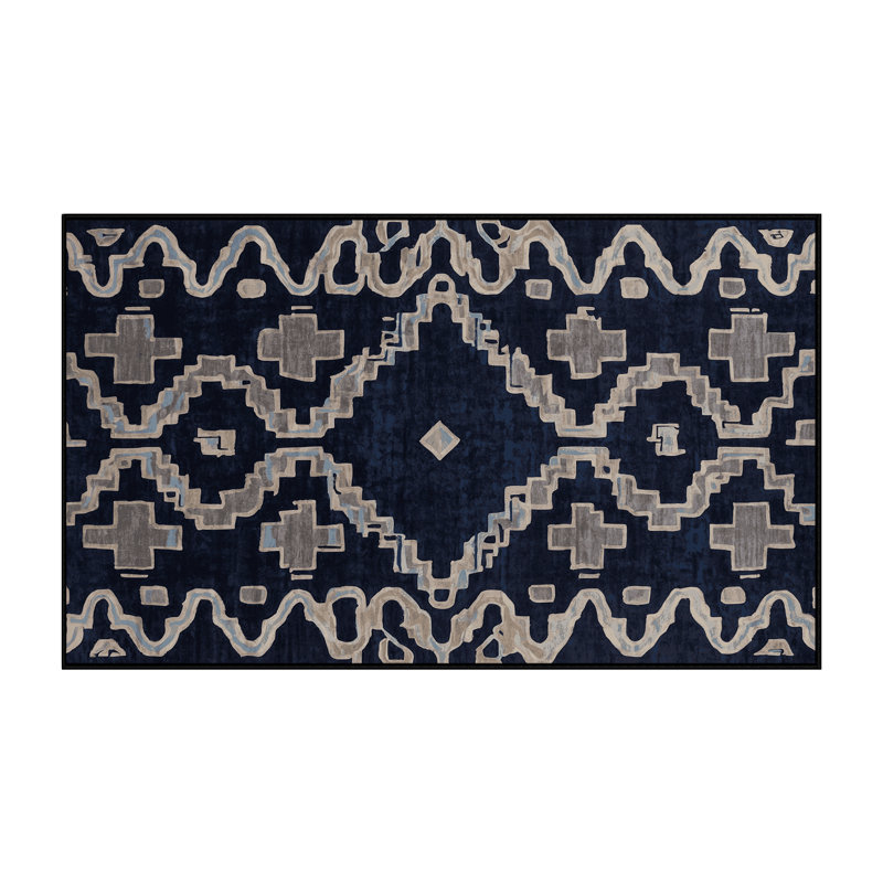 Machine Washable Gray Area Rug, Rectangle 6' x 9'