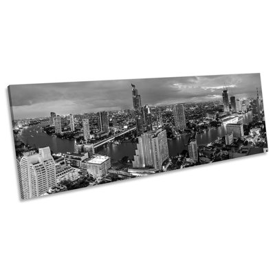 Bangkok City Night - Wrapped Canvas Panoramic Print