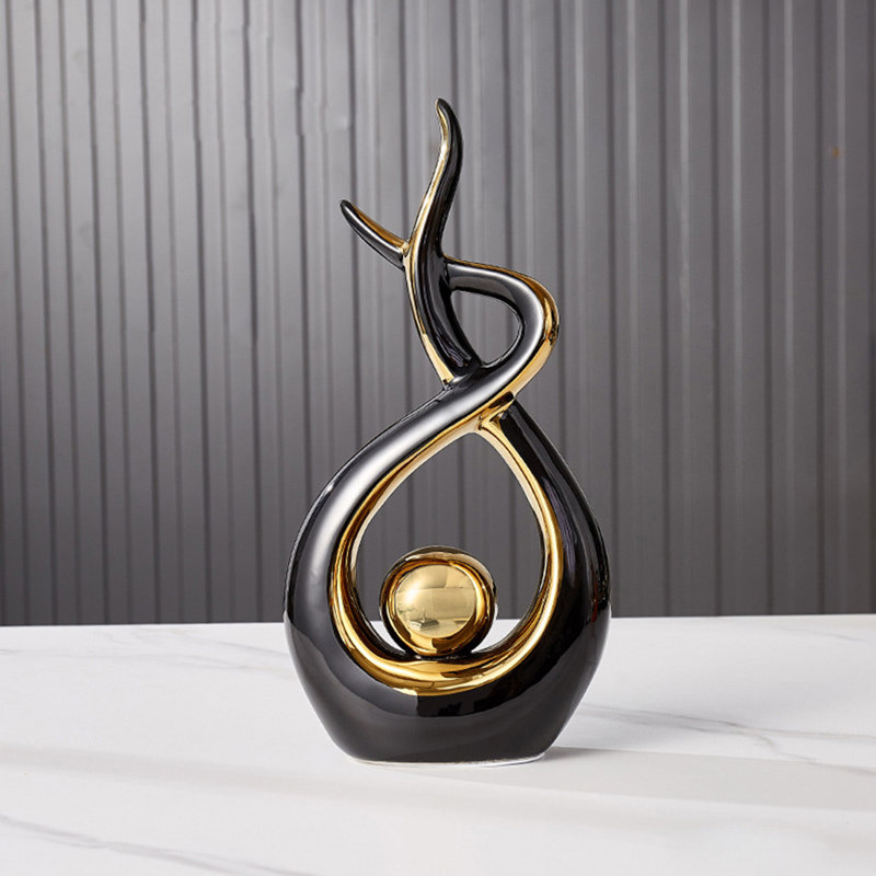 Abstract Figurines & Sculptures, 12.2" H x 6.29" W x 2.36" D, Black