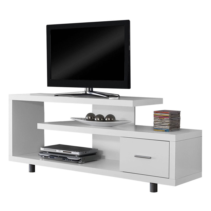 Meuble télé ouvert durable de style moderne Riccio, Blanc, 60"