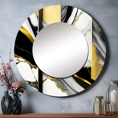 «Orielle Abstract Geode Geometric Marble Grey II», décoration murale unique en marbre