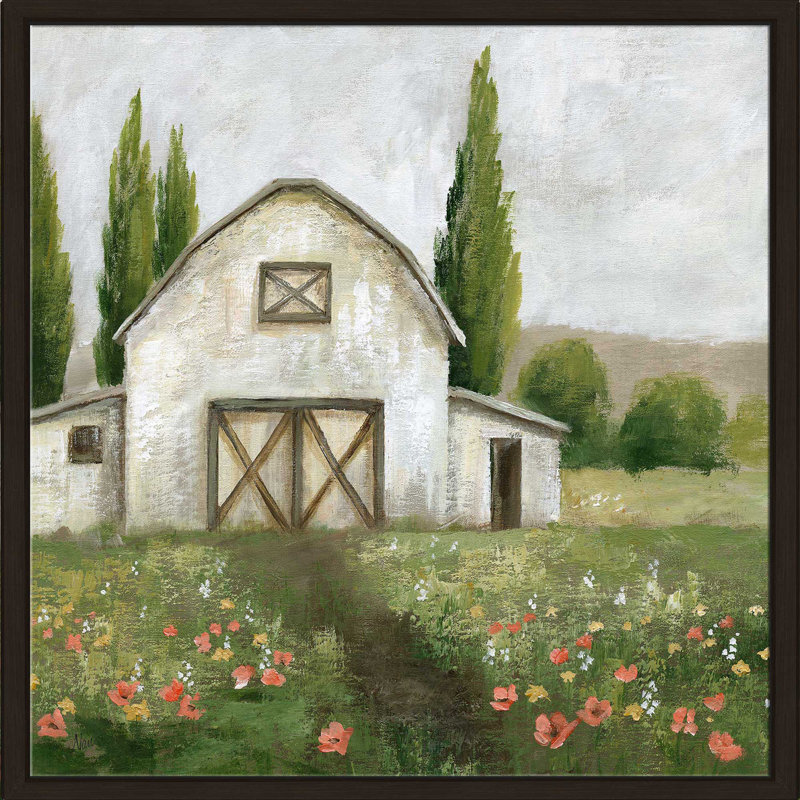" Country Barn I " by Nan, Espresso Floater Frame, 27.5" H x 27.5" W x 2" D