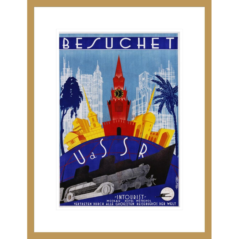 Besuchet - affiche de voyage de l'URSS par Max Litwak et Robert Fedor - impression giclée encadrée, H 21,75 po x l 16,77 po