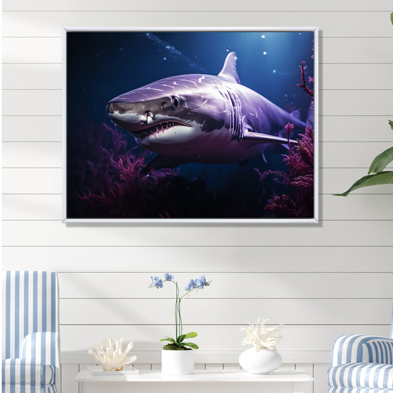 " Oceans Purple Ghost Shark Photography ", 30" H x 40" W x 1.5" D, White Floater Framed