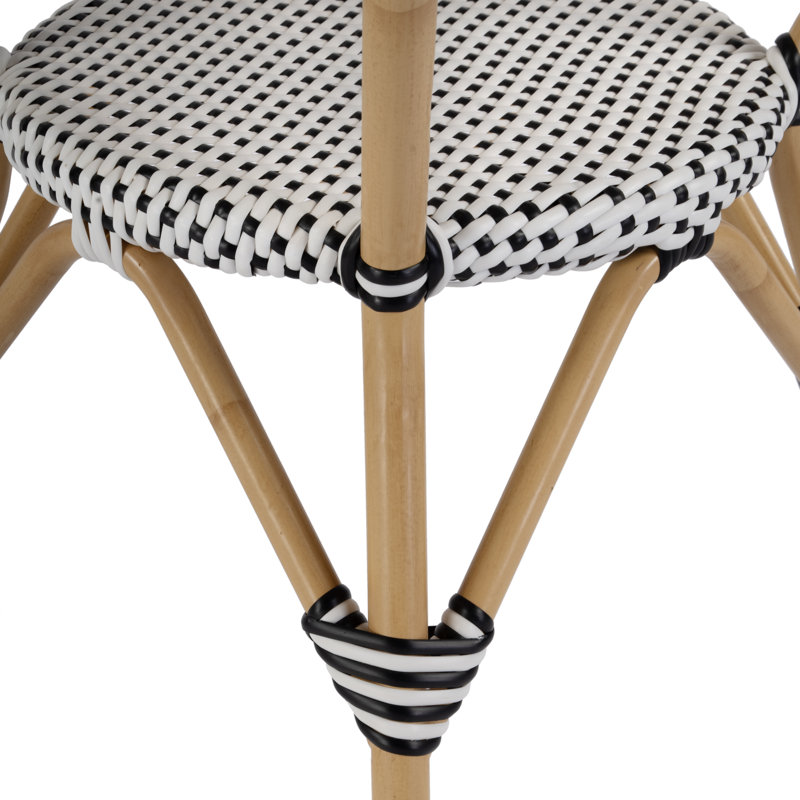 Tobias Outdoor Rattan Round Bistro Table, Black/White