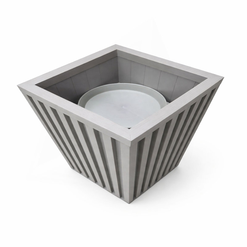 Square Grove Column Planter - Grey Brown, Brown Gray