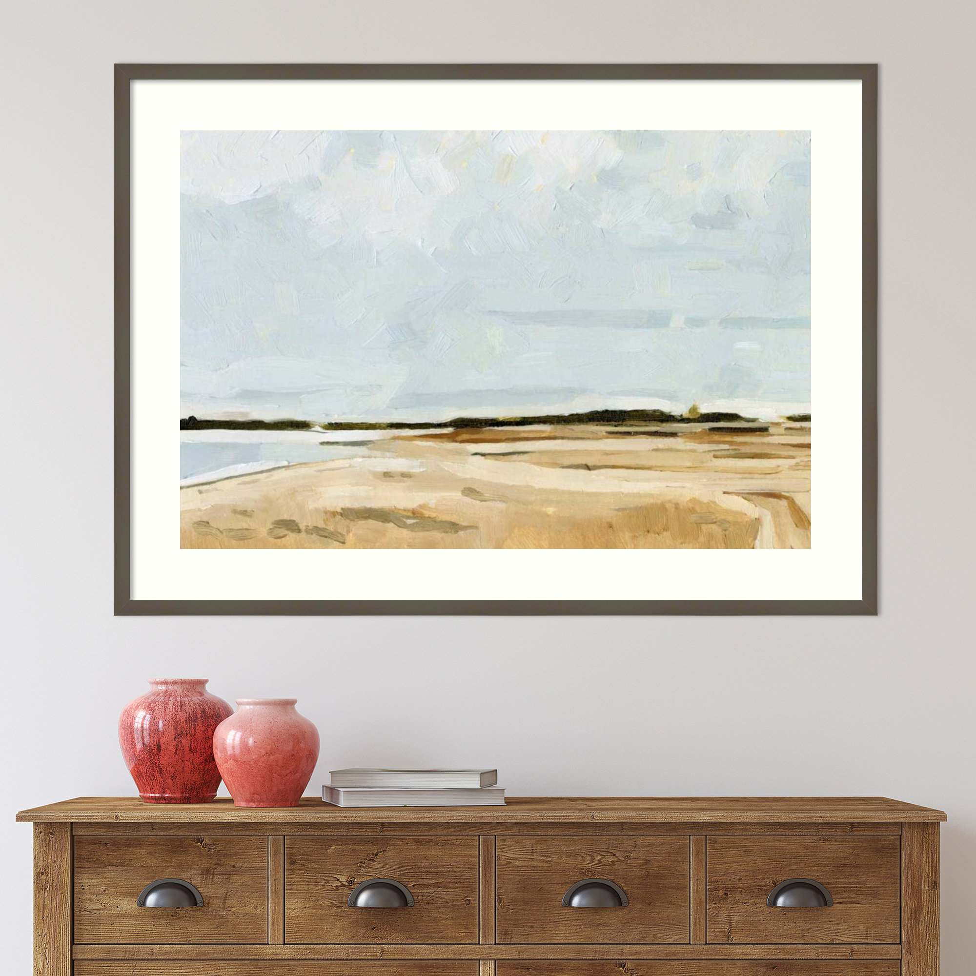 Quiet Coast I by Emma Caroline, Gray Framed Paper, 31" H x 43" W