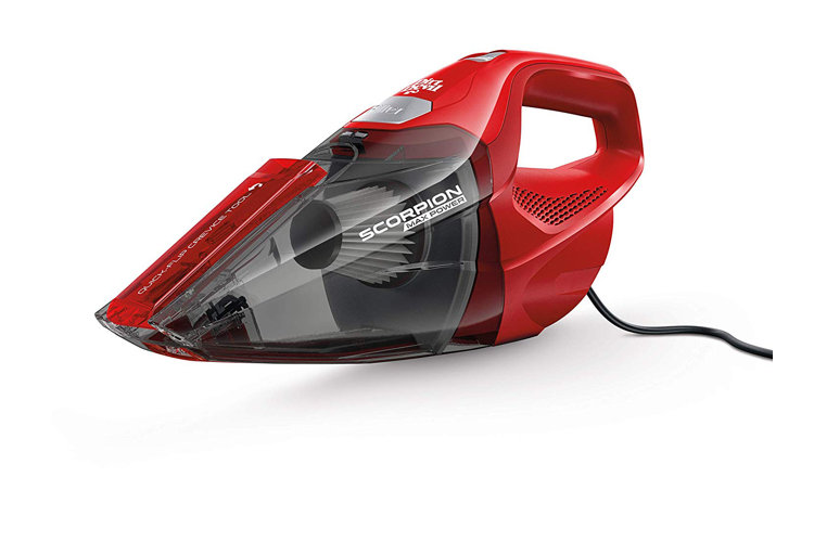 red and silver handheld vacuum
