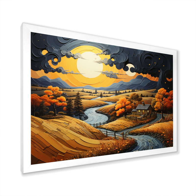 «Countryside Moody Skies Patchwork II», reproduction sur toile, H 30 po x l 40 po x P 1,5 po, Cadre photo blanc