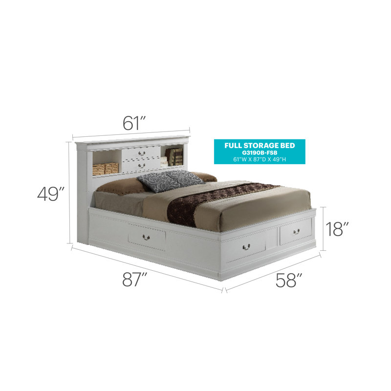 Citronelle Bookcase Storage Bed, Full, White