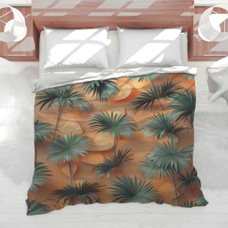 Édredon feuilles de palmier tropical, Lit simple