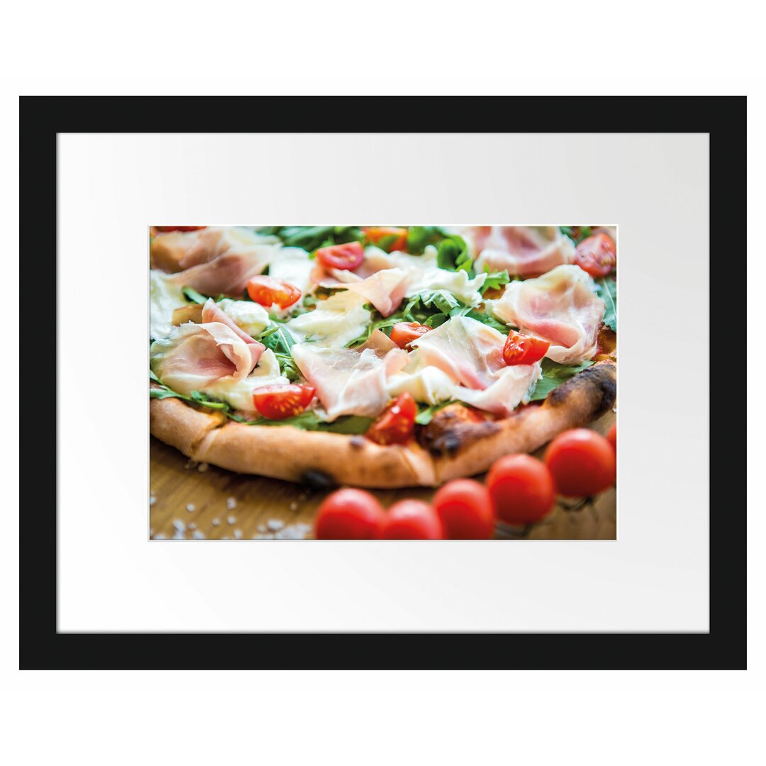 Gerahmtes Poster Pizza mit Parmaschinken