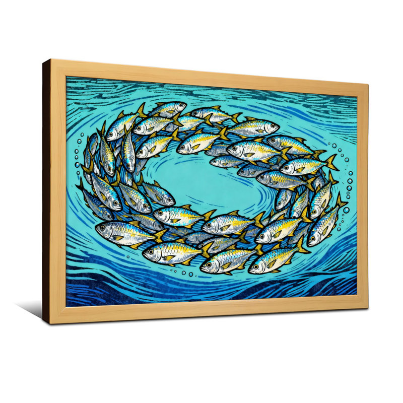 Animal Fish Circle Pattern Water Print Art, 16" H x 24" W, Wrapped Canvas, Does Not Apply