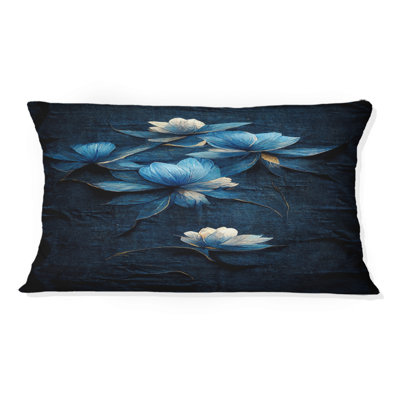 Coussin décoratif rétro imprimé fleurs bleu clair chinois I
