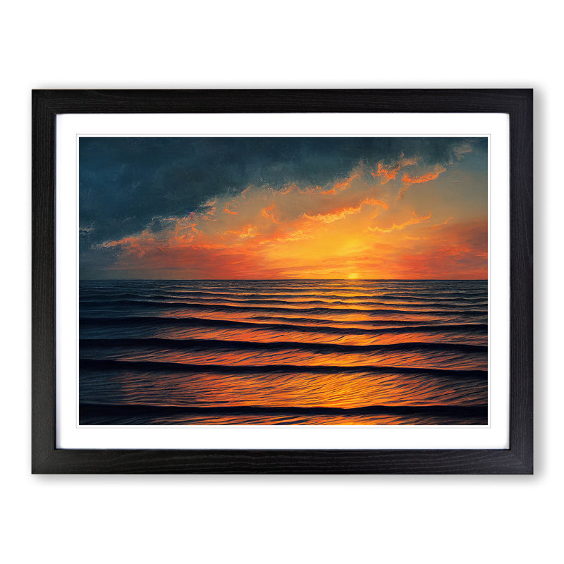 XH1022-8621X Sunset Seascape Vol.3 - Single Picture Frame Print, 46cm H x 64cm W, Black