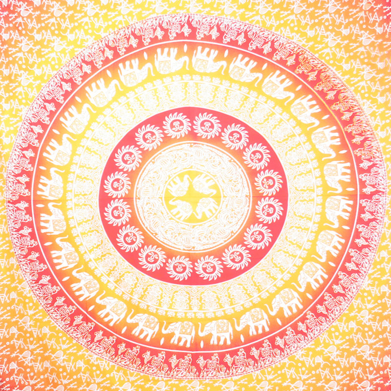 Tapisserie indienne en coton, Jaune moutarde