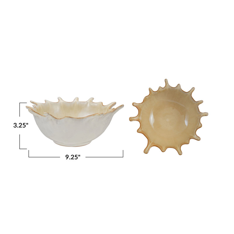 Stoneware Sunburst Artisan Bowl with Reactive Glaze