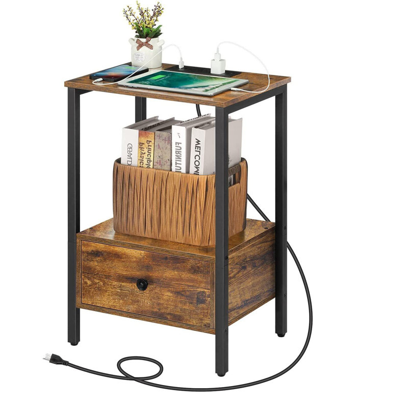 Table de bout avec rangement et prises intégrées Waldfried