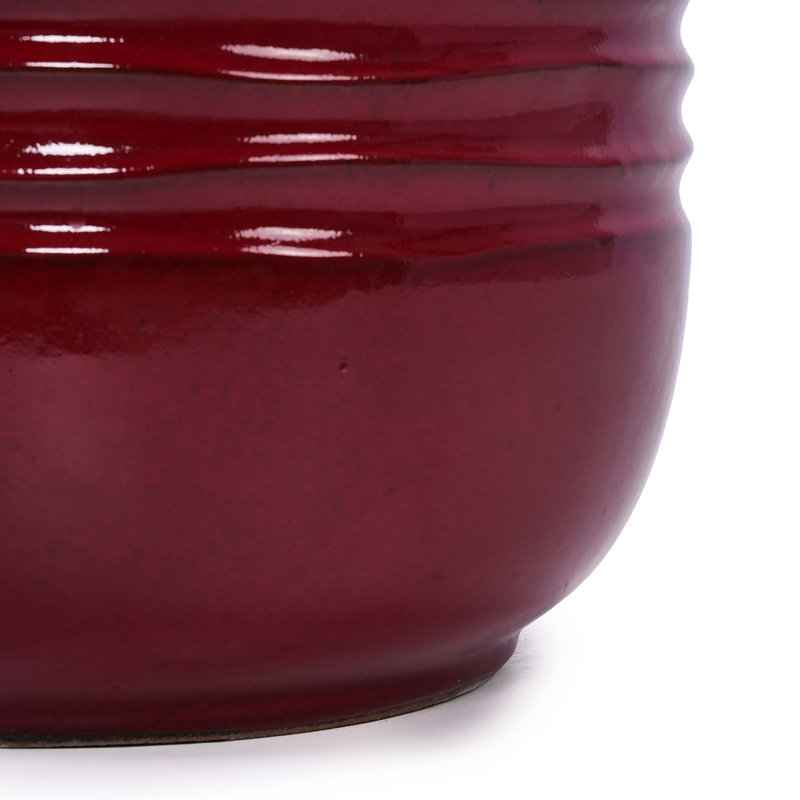 3 Pieces Ceramic Flowerpot, Bean Paste Red Modern Planter For Patio, Garden, Windowsills - Frost-, Heat-, Weather- With Built-In Drainage Hole, 14.36" L X W 12.33" H, 42.98 Lbs Sleek Design,