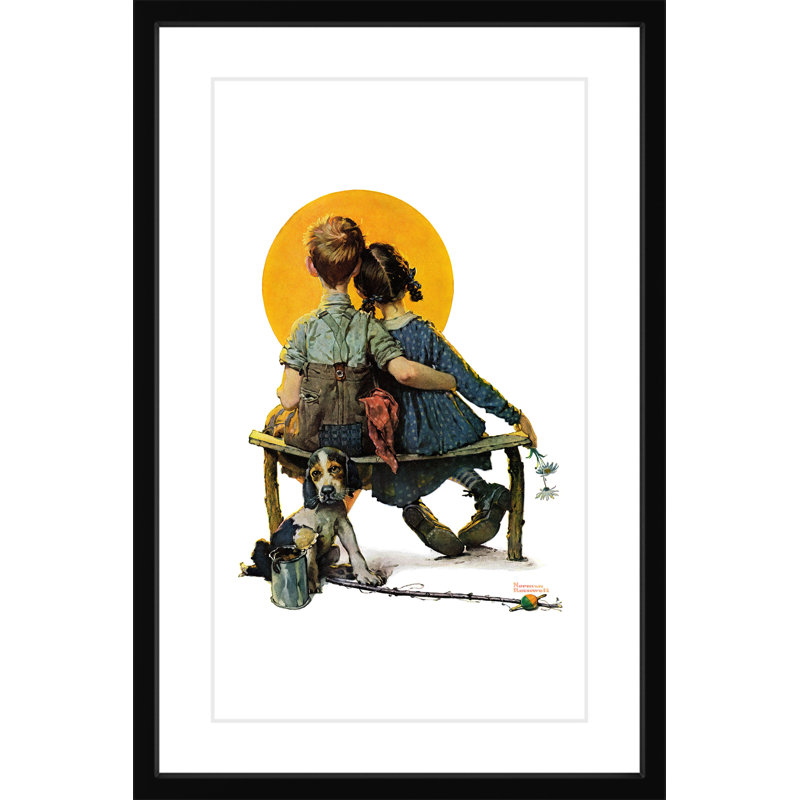 «Sunset» par Norman Rockwell, reproduction d'art sur toile tendue, 12" H x 8" W, Papier avec cadre noir