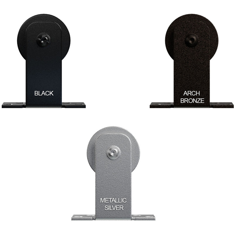 Economy Arch Bronze Straight Top Barn Door Hardware Set, 72 Inches
