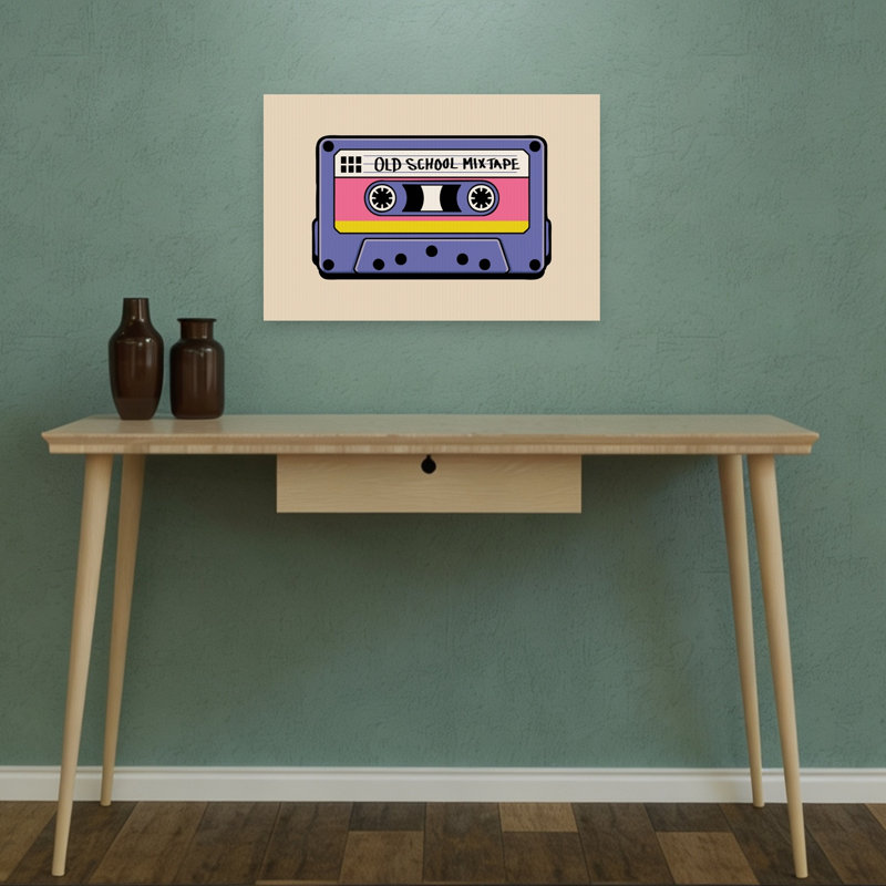 «Old School Mixtape Classic Retro Vintage Architecture», reproduction d'art murale, 12" H x 18" W