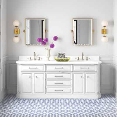 Meuble-lavabo de comptoir en marbre d'ingénierie 72 po avec miroir Bruning de Bruning