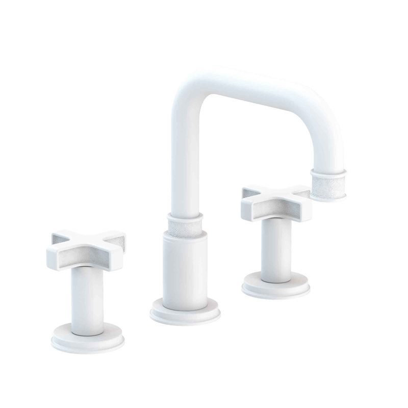 Griffey Widespread Bathroom Faucet with Drain Assembly, Matte White