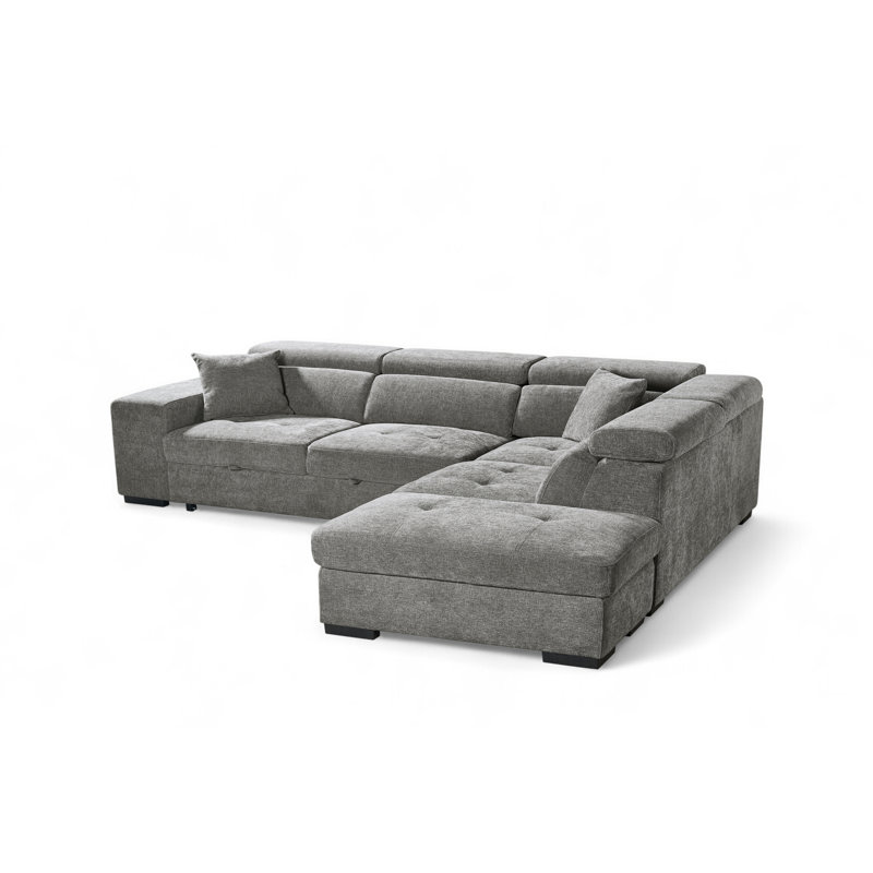 Corner Sofabed with Storage, Right Hand Facing, Grey