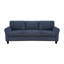 Canapé 3 places Elon avec pattes noires, accoudoirs arrondis, revêtement en chenille bleue, 206 cm (81 po)