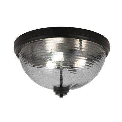 Flush Mount, Bulbs, Shown With Smoke Ribbed Glass