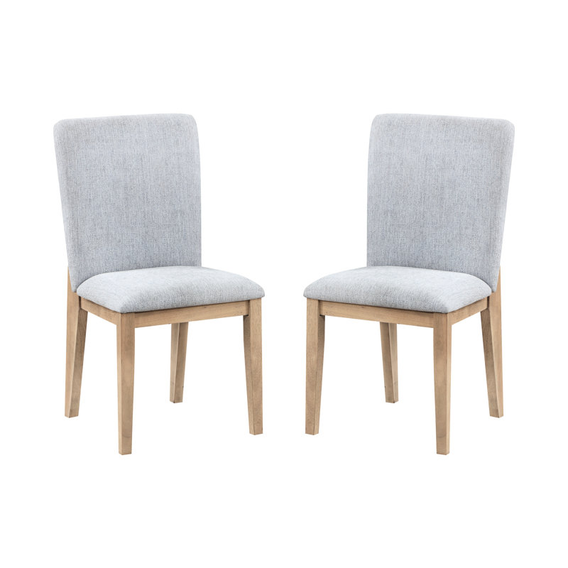 Les chaises de salle à manger sans accoudoirs en lin gris et chêne de 19 po, de hauteur de 2 et rembourrées, rehaussent le confort de votre espace, parfait pour le style