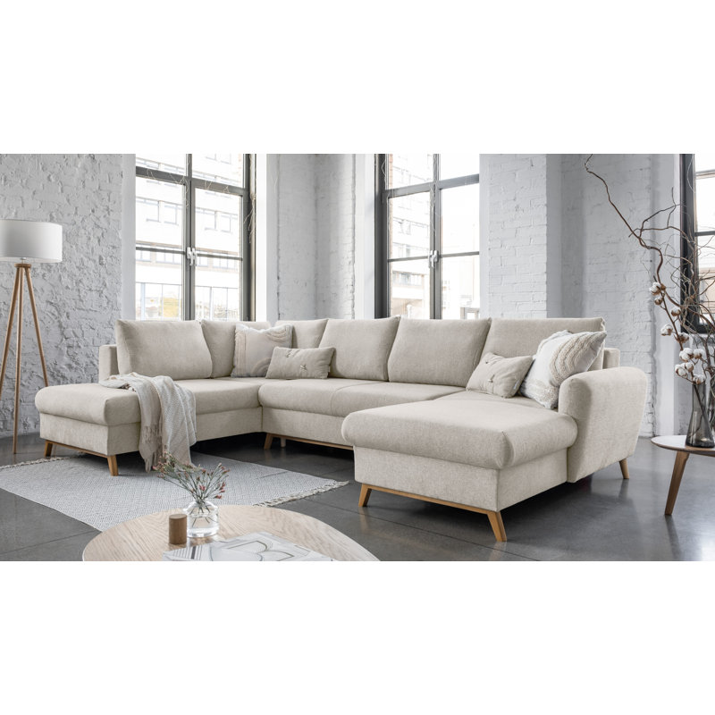 Scandic Lagom 8 Seater Sofa Bed, Beige, Left Hand Facing